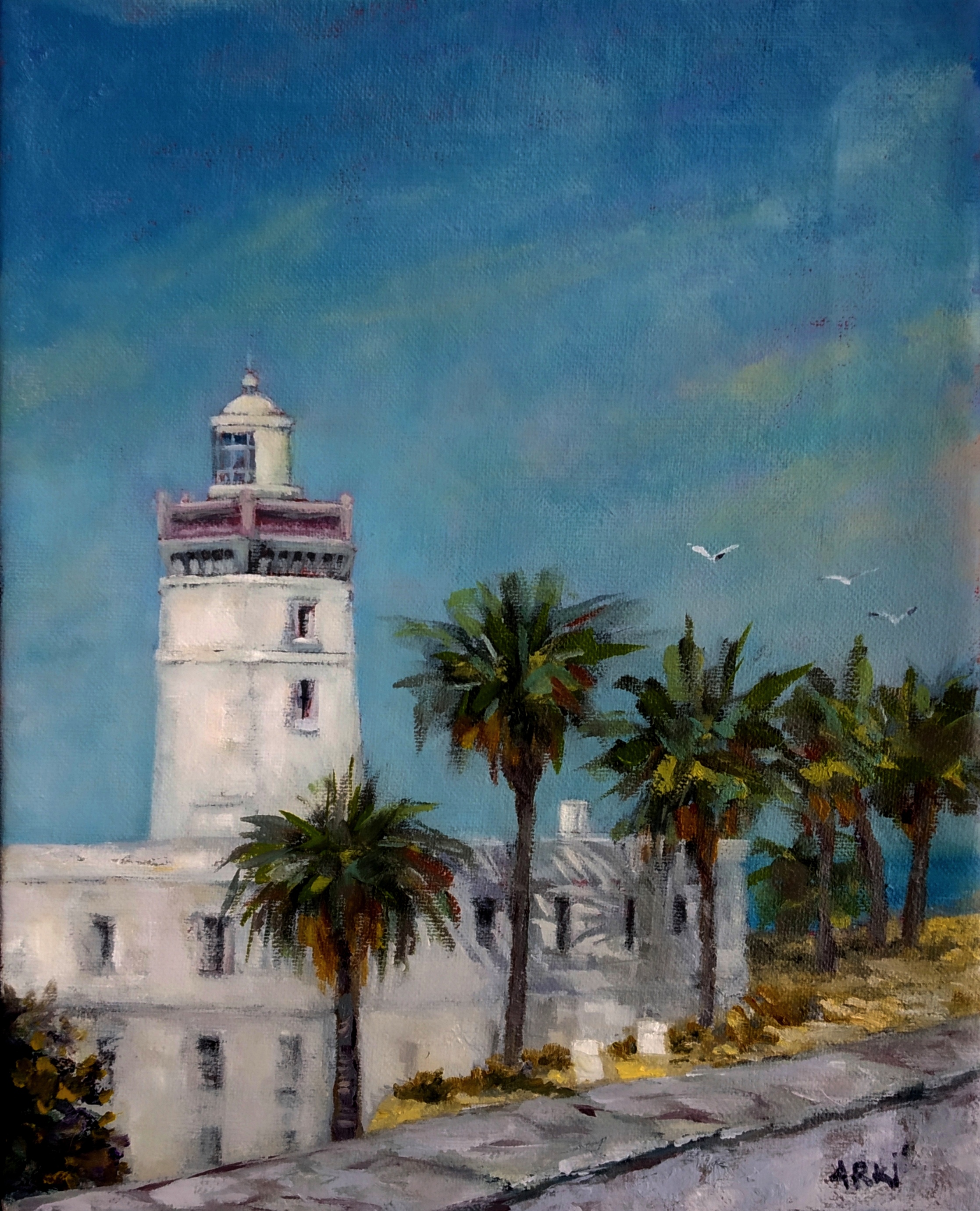 Tanger Lighthouse (2023)  15.00cm x 23.00cm (5.91in x 9.06in)